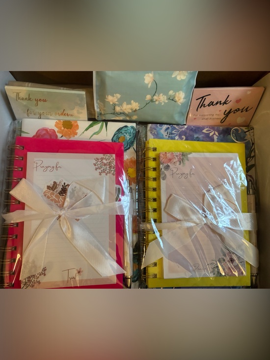 Other - 2 Floral Spiral Notepad Sets with Ribbons (Pink & Yellow)